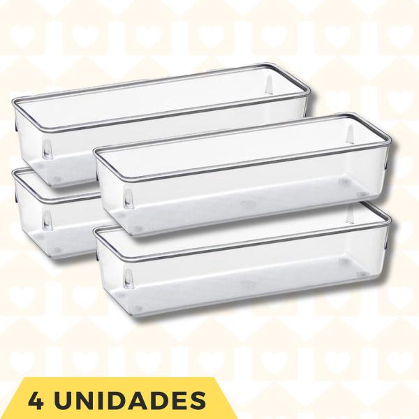 Imagem de Jogo 4 Organizador Multiuso Resistente Empilhavel Retangular