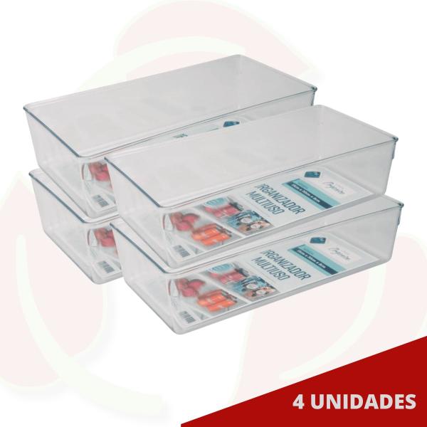 Imagem de Jogo 4 Organizadores Modular Transparentes Guardar Alimentos