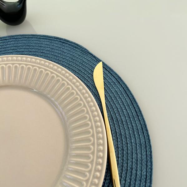 Jogo 4 Pçs Lugar Americano Sousplat Toalha De Mesa Redondo 38cm Azul - Universal Vendas Imagem de Jogo 4 Pçs Lugar Americano Sousplat Toalha De Mesa Redondo 38cm Azul