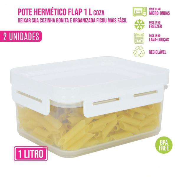 Imagem de Jogo 4 Potes Organizadores Herméticos P/ Alimentos Cozinha Geladeira Micro-ondas Conservar Tampa Hermética Resistente