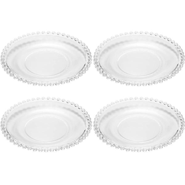 Imagem de Jogo 4 Pratos de Sobremesa Wolff Pearl Cristal Rasos 20cm Pratinhos de Lanche Mesa Posta