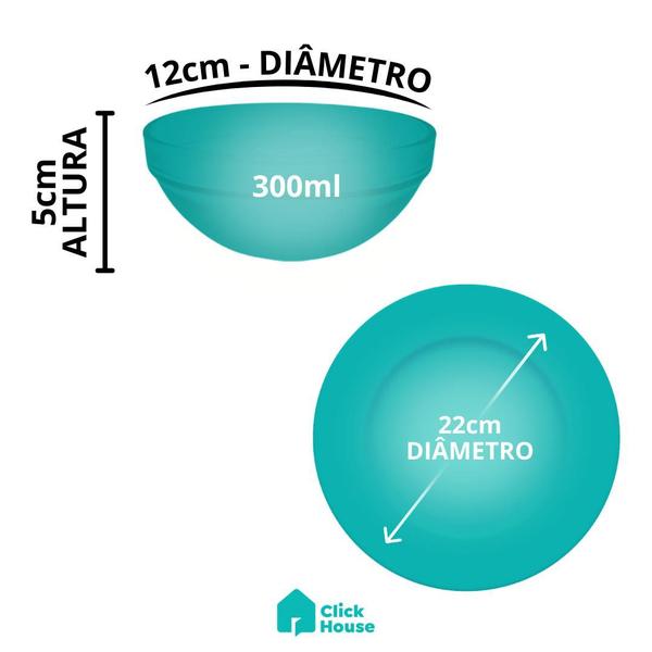 Imagem de Jogo 4 Pratos e 4 Tigela Bowl Pro Aparelho De Jantar Vidro Transparente Sobremesa