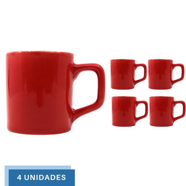 Imagem de Jogo 4 Xícaras 80mL Café Expresso Vermelho Mini Canecas Chá