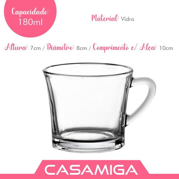 Imagem de Jogo 4 Xícaras Café Chá Vidro Vintage 180ml Transparente