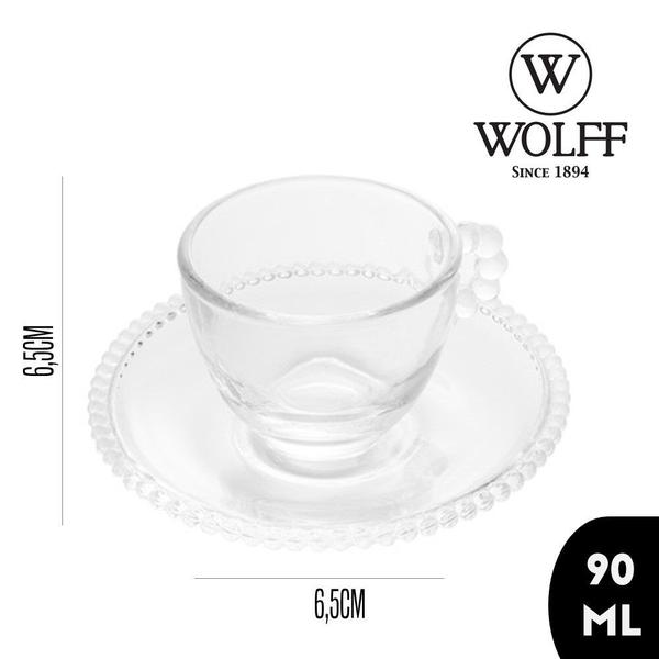 Imagem de Jogo 4 Xícaras de Café com Pires Cristal Pearl Wolff 90ml