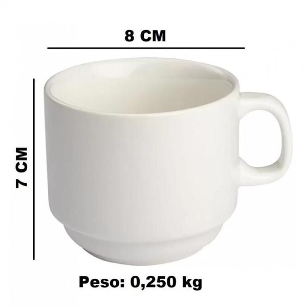 Imagem de Jogo 45 Xicara De Cha Empilhavel 200 ml Porcelana Branca