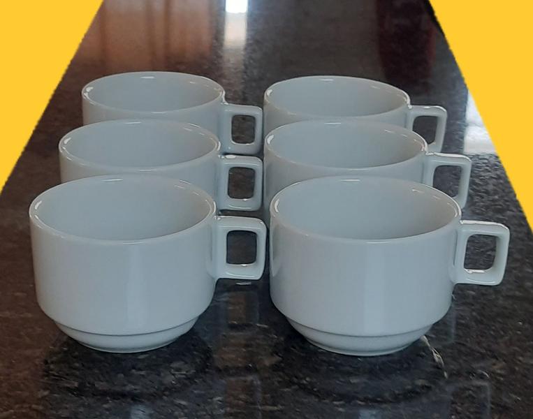 Imagem de Jogo 48 Xicaras Café/Chá hotel 200ml Empilháveis - Porcelana Branca