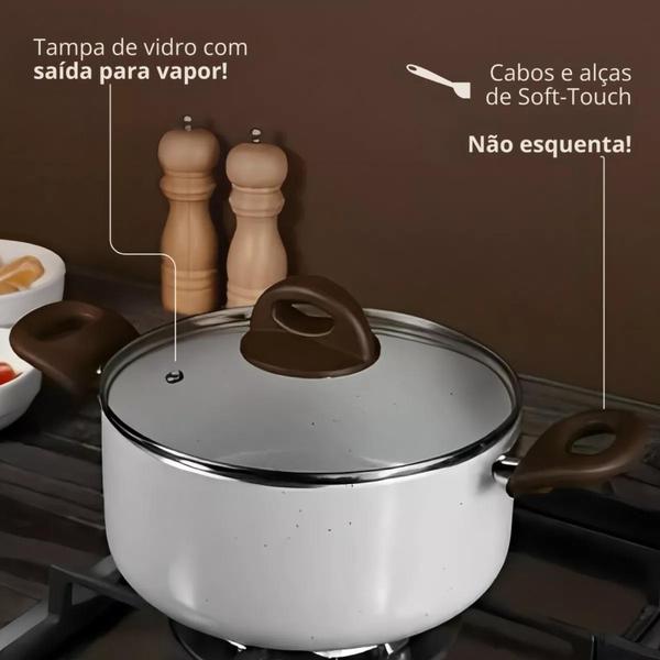 Imagem de Jogo 5 Panelas Smart Plus Vanilla Indução Cerâmico Brinox 