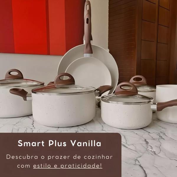 Imagem de Jogo 5 Panelas Smart Plus Vanilla Indução Cerâmico Brinox 