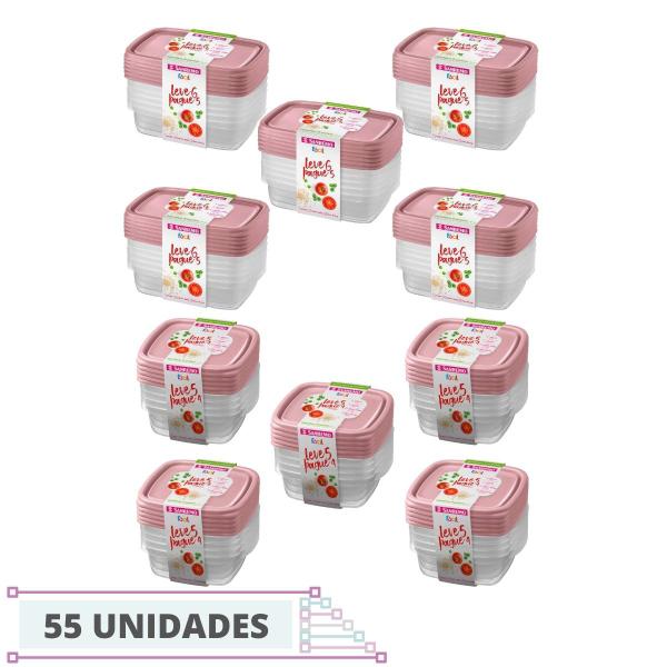 Imagem de Jogo 55 Potes Rosa 785ml + 530ml Plástico Sanremo Marmitas