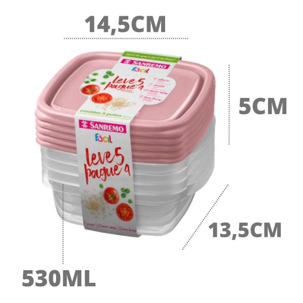 Imagem de Jogo 55 Potes Rosa 785ml + 530ml Plástico Sanremo Marmitas