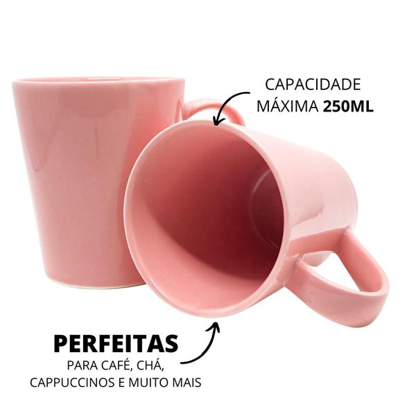 Imagem de Jogo 6 Caneca Chá Café Rosa 250ml em Porcelana