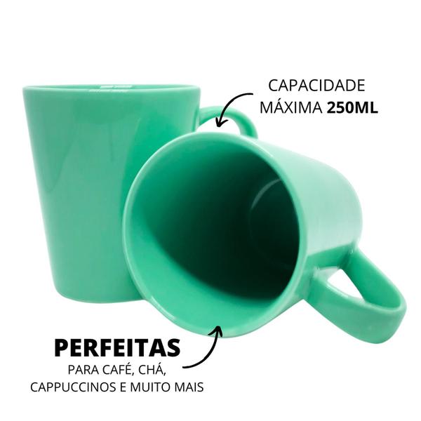 Imagem de Jogo 6 Caneca Chá Café Verde 250ml em Porcelana