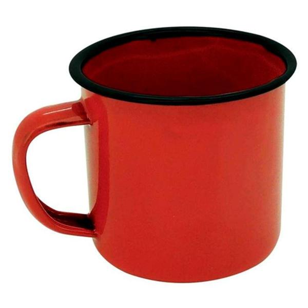 Imagem de Jogo 6 canecas esmaltada 6cm vermelha xícara café fazenda