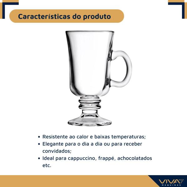 Imagem de Jogo 6 Canecas Vidro Capuccino 240ml