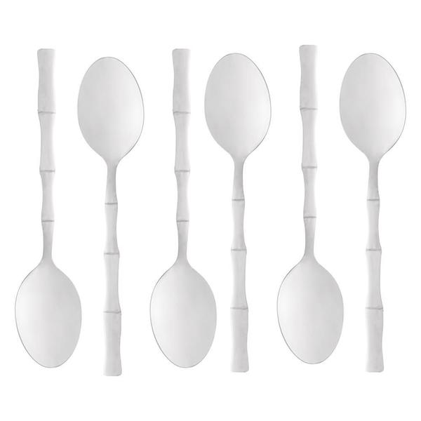 Imagem de Jogo 6 Colheres para Mesa Aço Inox e Bambu Elegant 19,8cm