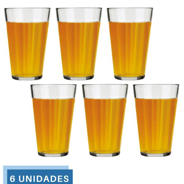 Imagem de Jogo 6 Copo Americano Long Drink 450ml Vidro Cerveja Nadir