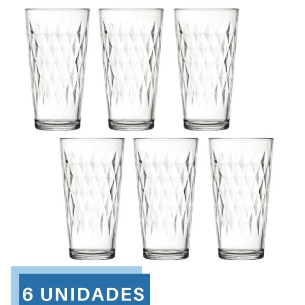 Imagem de Jogo 6 Copos 350ml Vidro Vitrage Suco Agua Transparente Nadir