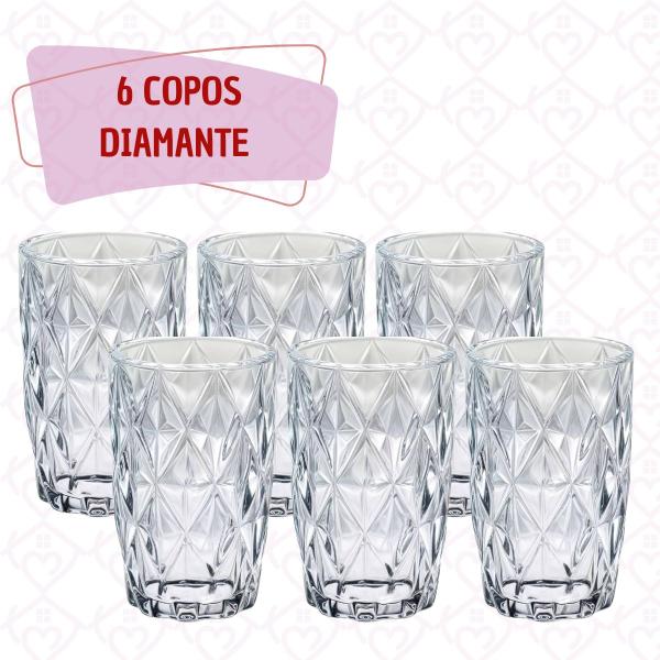 Imagem de Jogo 6 Copos 370ML E 1 Jarra Diamante 1L Agua Sucos Para Natal