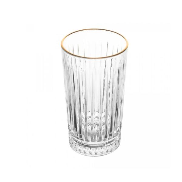 Imagem de Jogo 6 Copos Alto de Cristal com Fio de Ouro Deli Diamante 280ml - Lyor