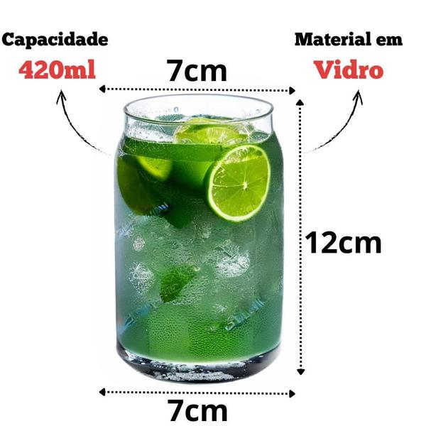 Imagem de Jogo 6 Copos Formato Lata Drinks 420ml Em Vidro Mix Bebidas 