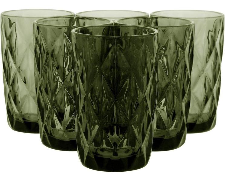 Imagem de JOGO 6 COPOS LONG DRINK 13x8x8cm 370ml VIDRO VERDE