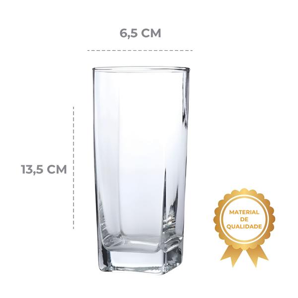 Imagem de Jogo 6 Copos Quadrado Texas Vidro 320ml  Elegante Resistente Mesa Posta Bebidas e Festas