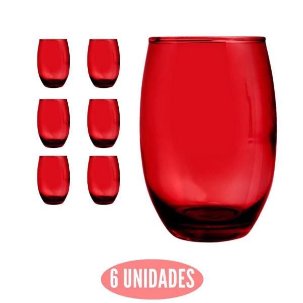 Imagem de Jogo 6 Copos Redondos California Vermelho Translucido 450ml