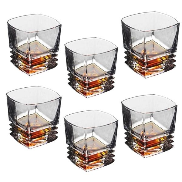 Imagem de Jogo 6 Copos Whisky Vidro Licor Luxuoso Sofisticado 300Ml