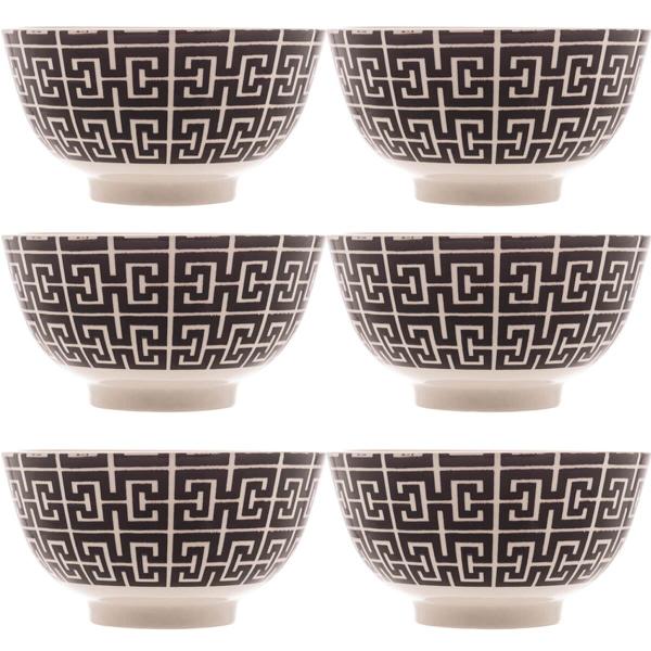 Imagem de Jogo 6 Cumbucas de Porcelana Lyor 410ml Egypt Bowls Decorados Padrões Geométricos