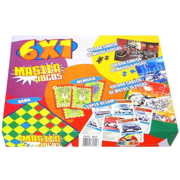 jogo 6 em 1 dama / 3 quebra cabeca / memoria / super resam master jogos na caixa Imagem de jogo 6 em 1 dama / 3 quebra cabeca / memoria / super resam master jogos na caixa