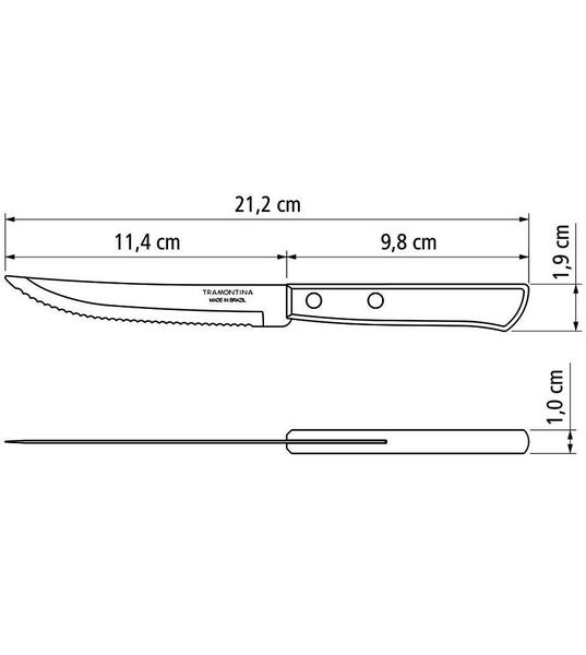 Imagem de Jogo 6 Facas Churrasco Polywood aço Inox Tramontina Com Cabo De Madeira Castanho