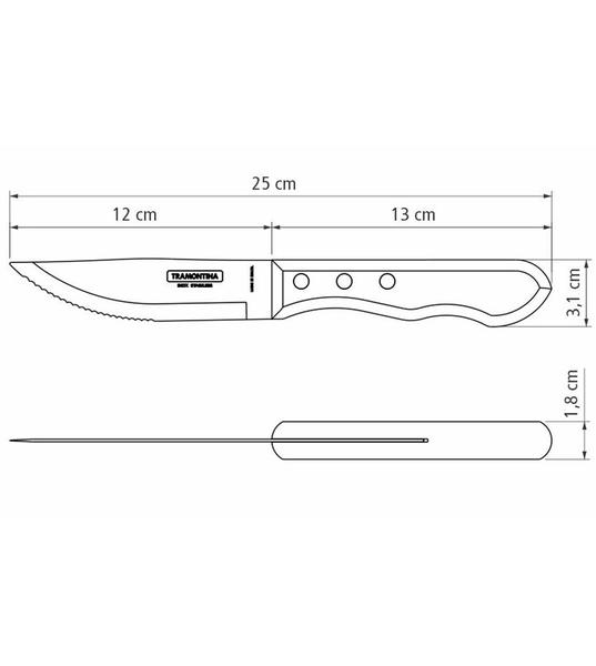 Imagem de Jogo 6 Facas Jumbo Churrasco Polywood Aço Inox Cabo Vermelho