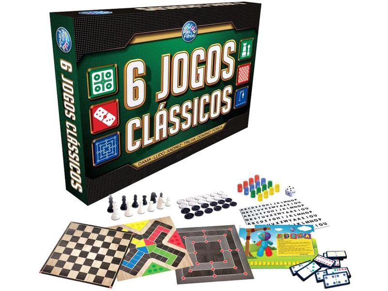 Jogo 6 Jogos Clássicos Tabuleiro - MOVEBRINQUE - PAIS & FILHOS Imagem de Jogo 6 Jogos Clássicos Tabuleiro - MOVEBRINQUE