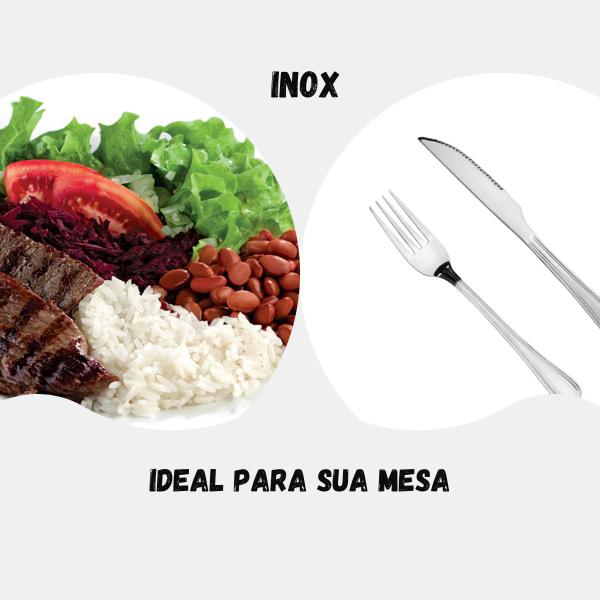 Imagem de Jogo 6 Pratos Branco Raso 25cm Melamina 12 Garfo Facas Inox 