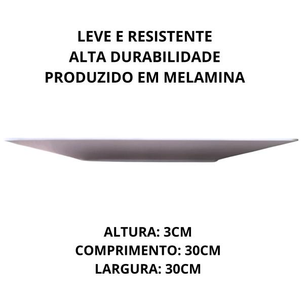 Imagem de Jogo 6 Pratos Quadrado Grande 30cm em Melamina Premium Luxo