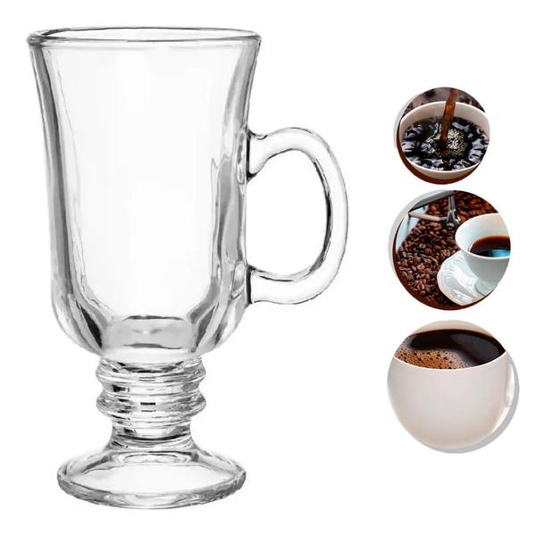 Imagem de Jogo 6 taça caneca café cappuccino milk shake 240ml vidro