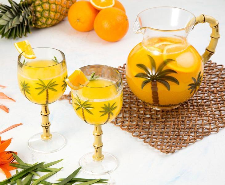 Imagem de Jogo 6 taças 450ml para água ou suco de acrílico Palm Tree Bon Gourmet - 10938