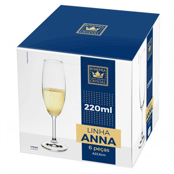 Imagem de Jogo 6 Taças Champanhe Cristal Anna 220ml - Bohemia