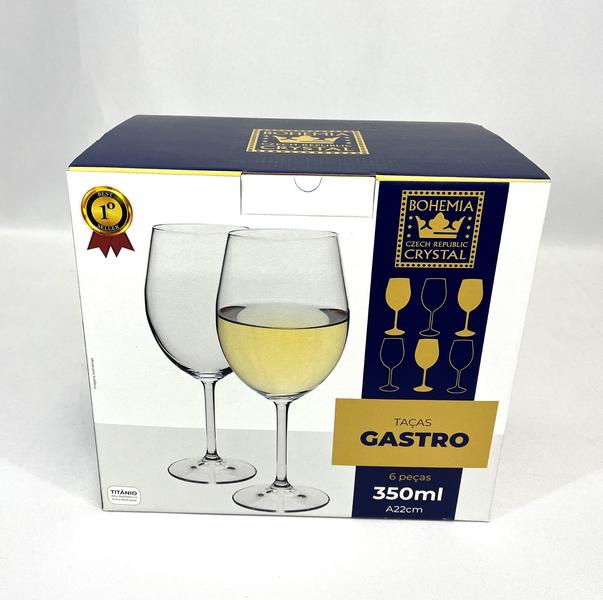 Imagem de Jogo 6 taças de Cristal Bohemia Titanium - Vinho Branco 350ml