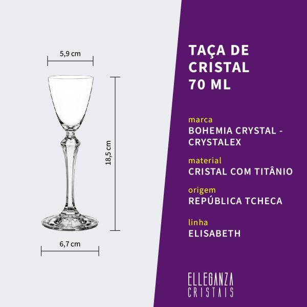 Imagem de Jogo 6 Taças De Cristal Licor 70 Ml Linha Elisabeth Bohemia