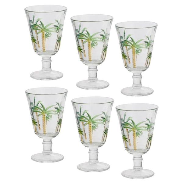 Imagem de Jogo 6 Taças de Cristal Palm Hand Tree Coqueiro Transparente para Água Lyor 240ml