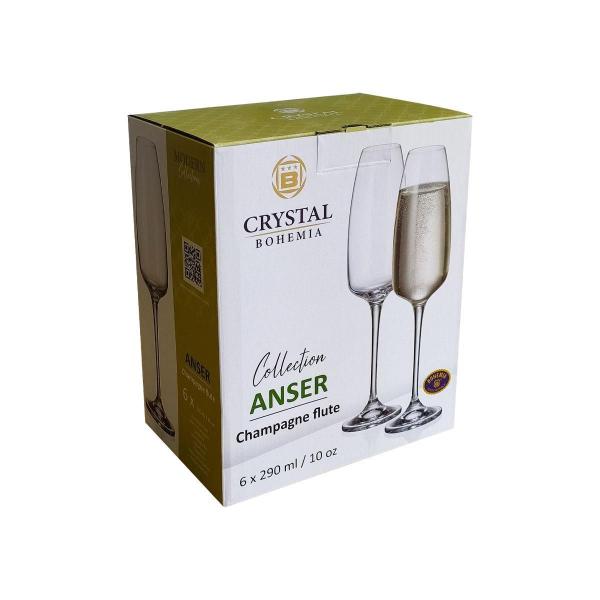 Jogo 6 Taças De Cristal Para Champagne 290 Ml Anser Bohemia - bohemia crystalite Imagem de Jogo 6 Taças De Cristal Para Champagne 290 Ml Anser Bohemia