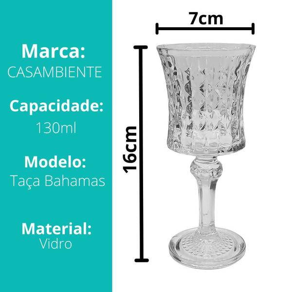 Imagem de Jogo 6 Taças De Vidro Bahamas Vinho Agua Suco Drinks Luxo 130 Ml