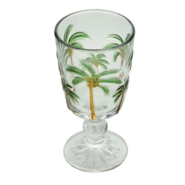 Imagem de Jogo 6 Taças de Vidro Tropical Palm Tree Coqueiro Água Transparente Lyor 275ml