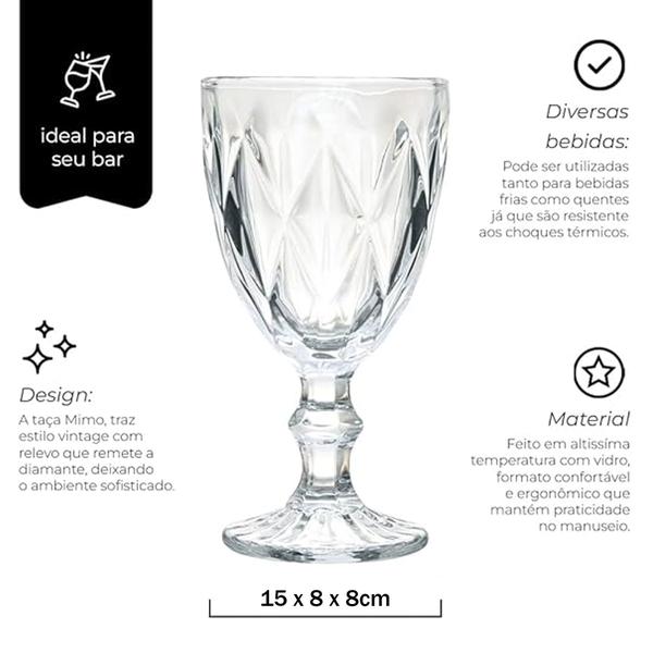 Imagem de Jogo 6 Taças Diamante Transparente Em Vidro - 240ml