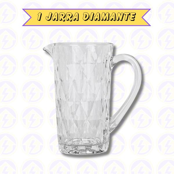 Imagem de Jogo 6 Taças Diamantes Vidro 300ML E 1 Jarra Transparente 1L 