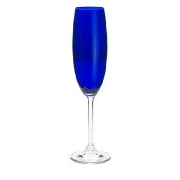 Imagem de Jogo 6 Taças Para Champanhe 220ml Linha Anna Cristal Ecológico Azul Bohemia