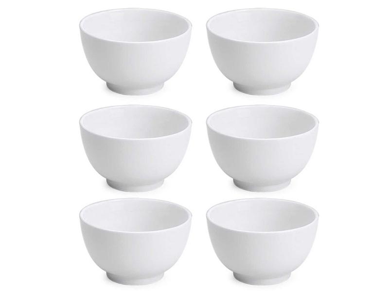 Imagem de Jogo 6 Tigelas de Porcelana Branca Bowl 390ml Cumbuca Japonesa