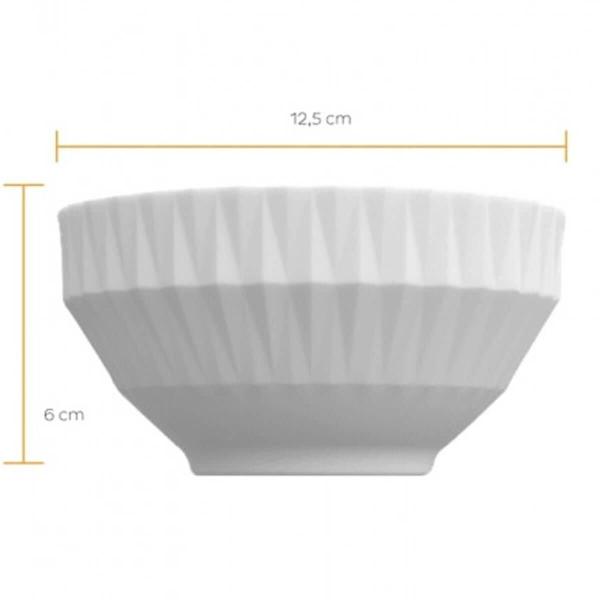 Imagem de Jogo 6 Tigelas Pequenas Porcelana Bowl Diamante 400ml 12,5cm Germer Branca Cereal